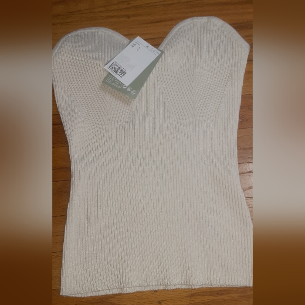 NWT H&M CREAM RIB KNIT HEART SHAPE CORSET